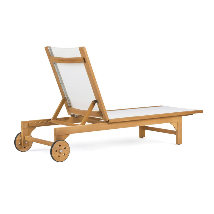 Santorini Teak and Mesh Sun Lounger (White)
