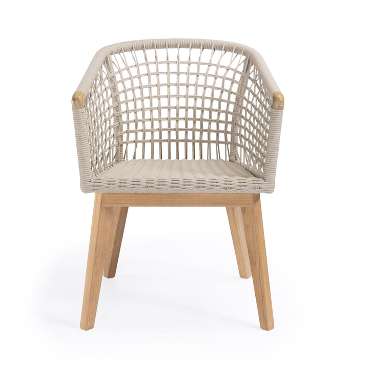 Ravoli Teak and Rope Outdoor Dining Arm Chair (Cream)