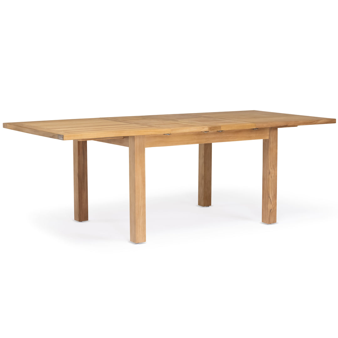 Capri Teak Outdoor Rectangle Double Extension Table 74-96-118"