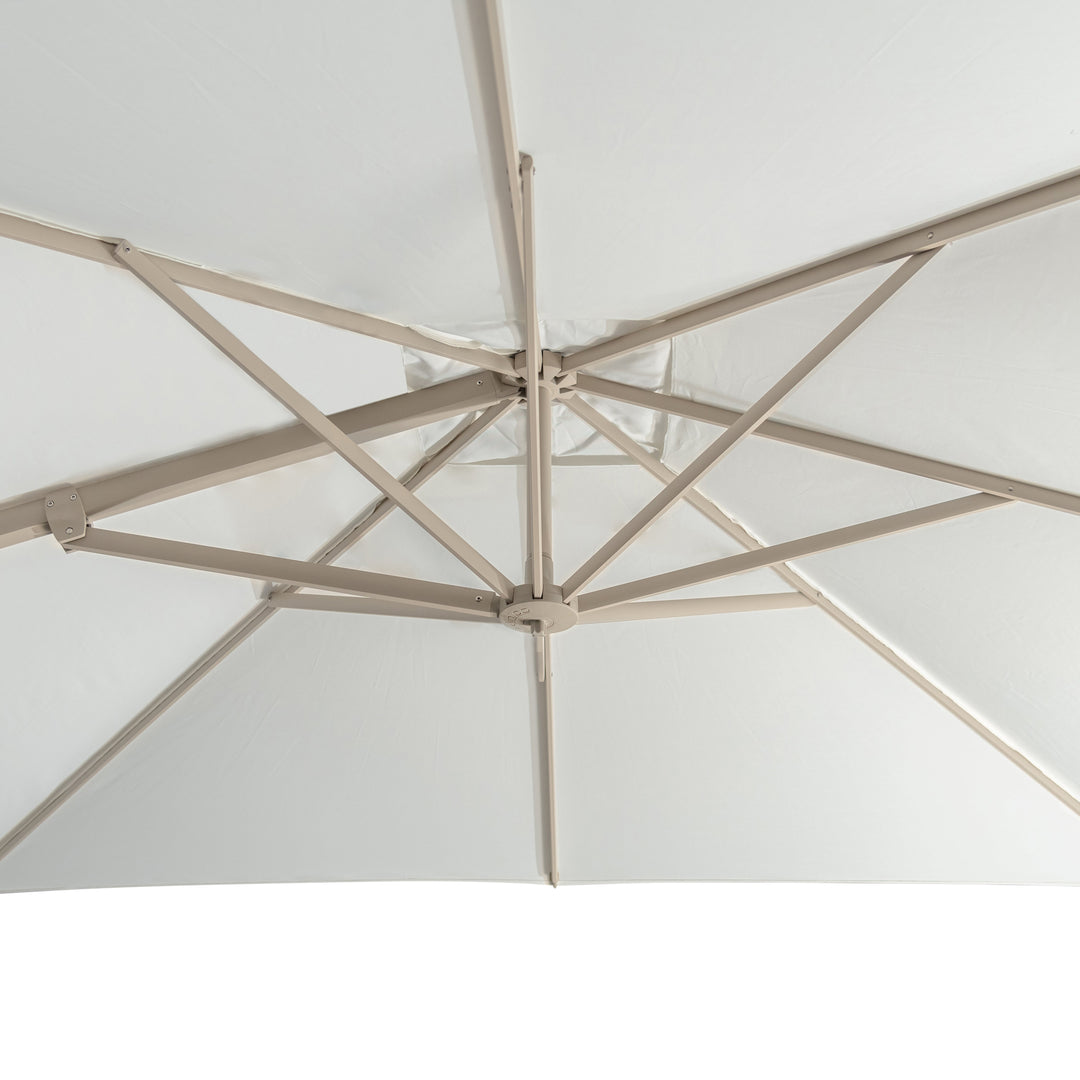 Carmel Round Cantilever Umbrella (Natural Canopy, Linen Frame)