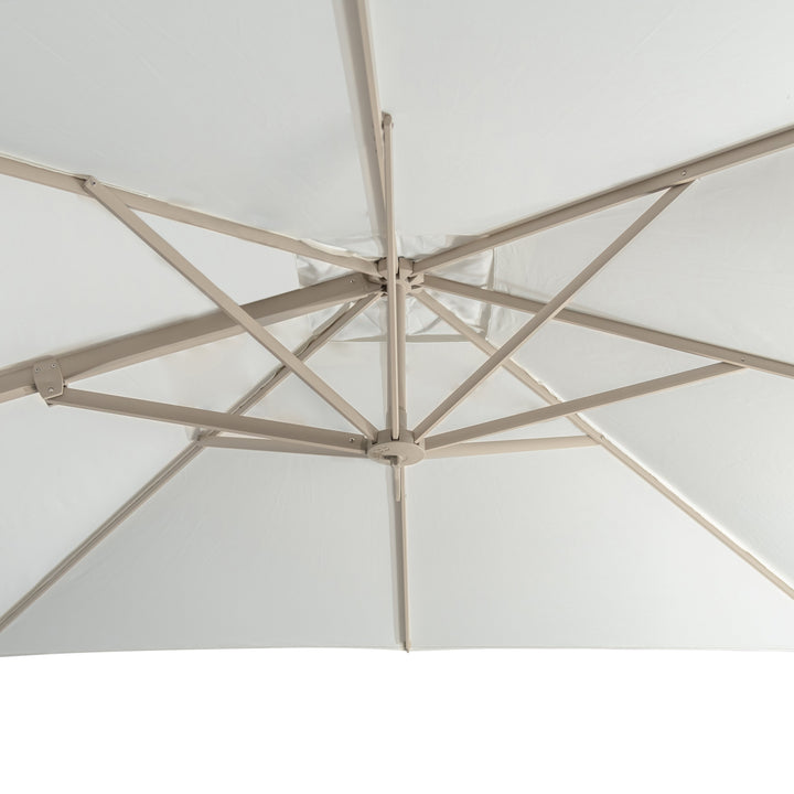 Carmel Round Cantilever Umbrella (Natural Canopy, Linen Frame)