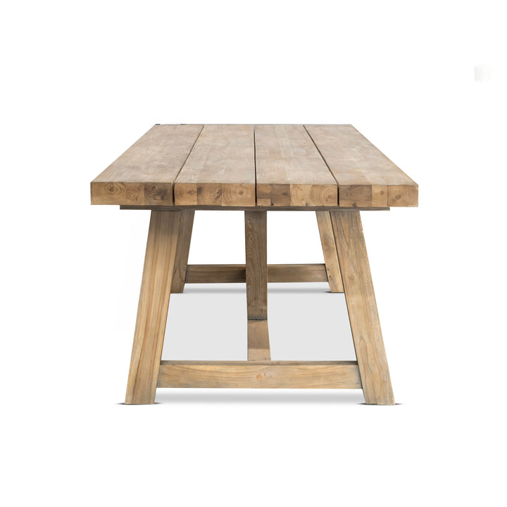 Trestle Reclaimed Teak Outdoor Dining Table 98"