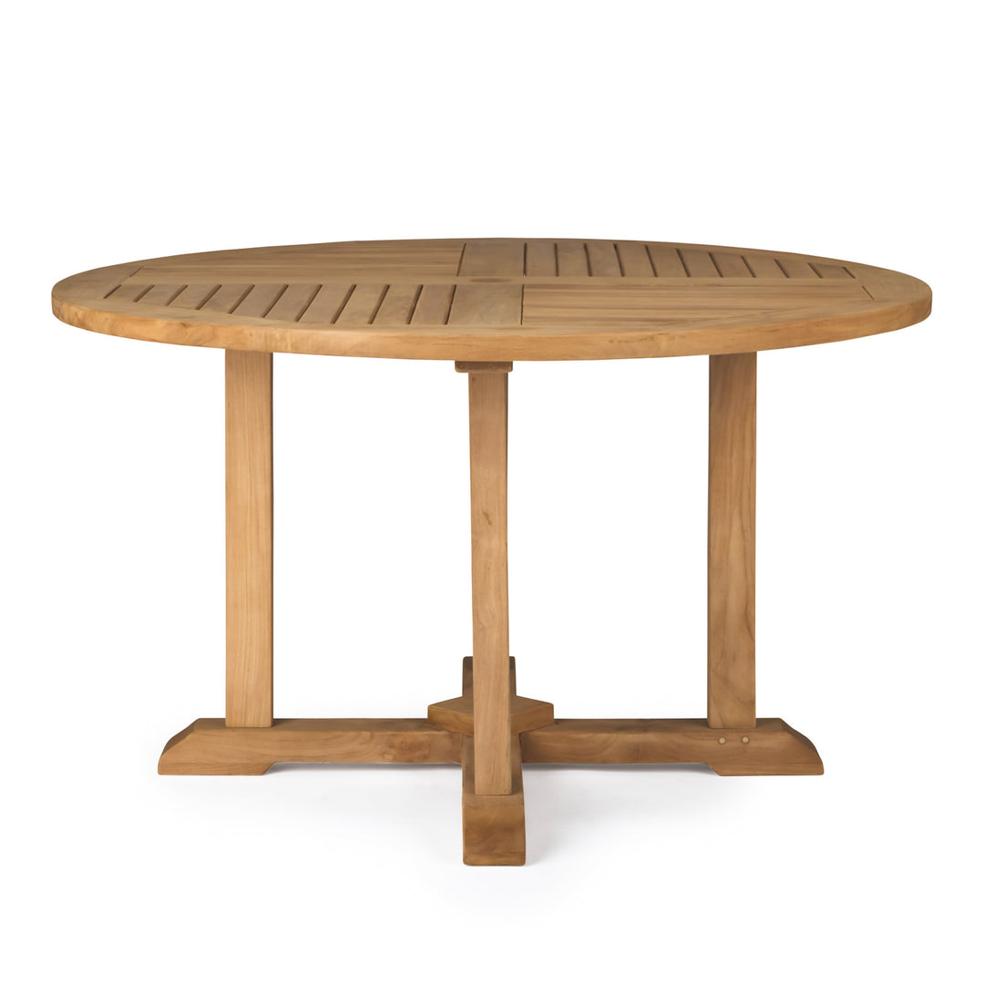 Round Teak Pedestal Dining Table 71"