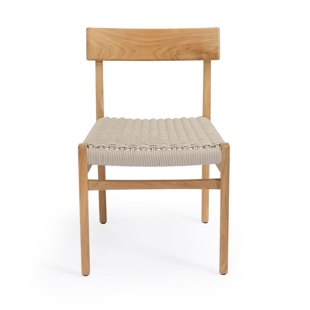 Ravoli Teak and Rope Outdoor Dining Side Chair (Cream)