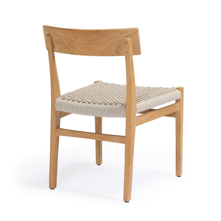 Ravoli Teak and Rope Outdoor Dining Side Chair (Cream)