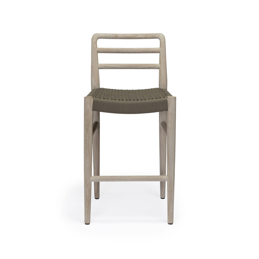 Troy Weathered Teak and Wicker Outdoor Counter Height Chair