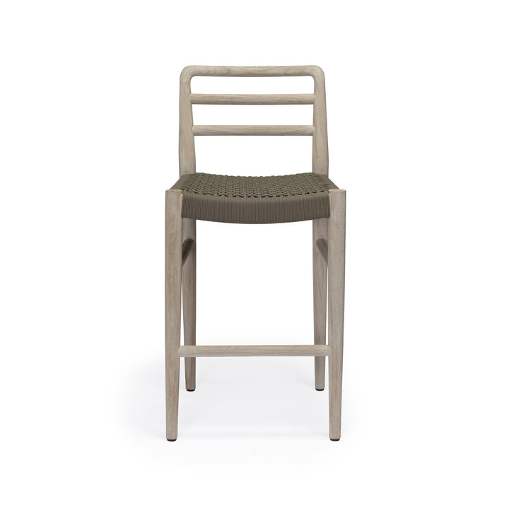 Troy Weathered Teak and Wicker Outdoor Counter Height Chair