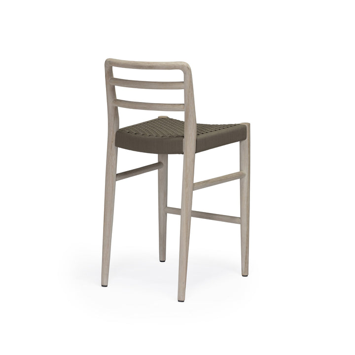 Troy Weathered Teak and Wicker Outdoor Counter Height Chair