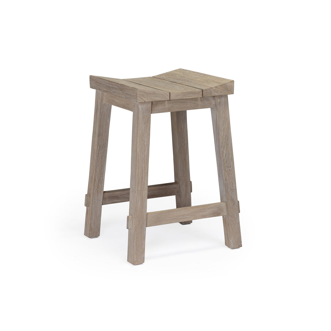 Classic Weathered Teak Outdoor Backless Counter Height Stool
