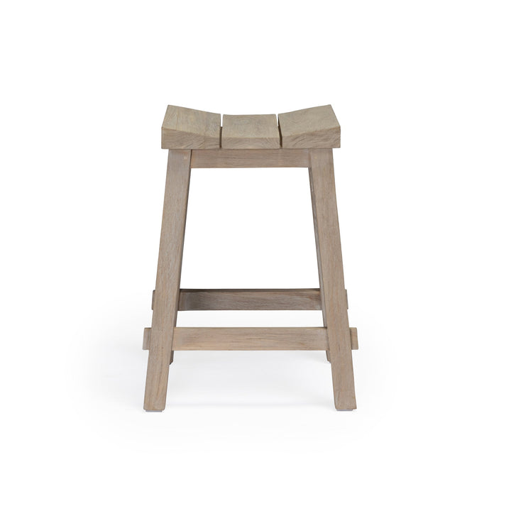 Classic Weathered Teak Outdoor Backless Counter Height Stool