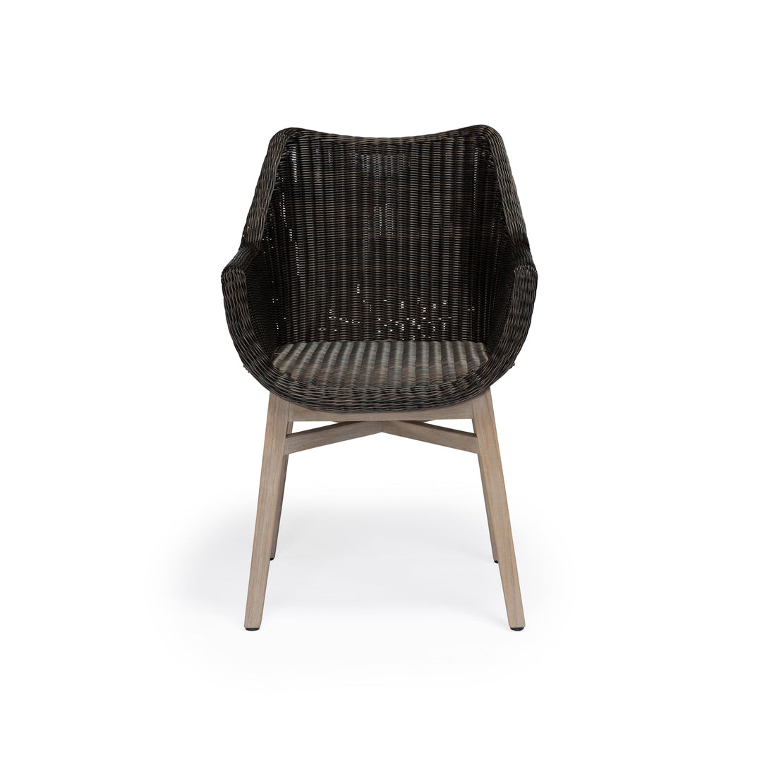 Napa Weathered Teak and Wicker Outdoor Dining Armchair