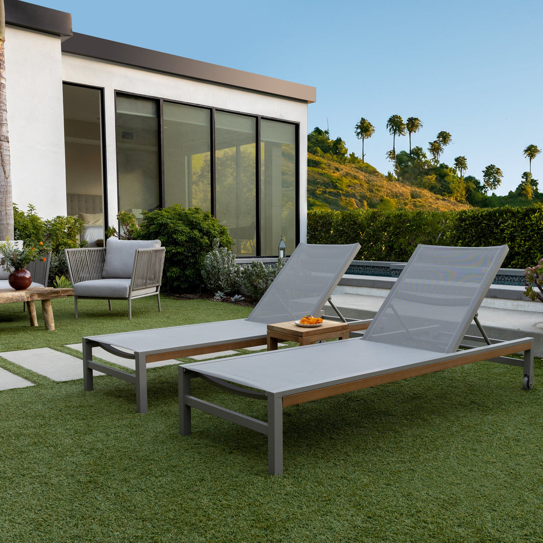 Beverly Hills Aluminum Outdoor Sun Lounger (Stone)