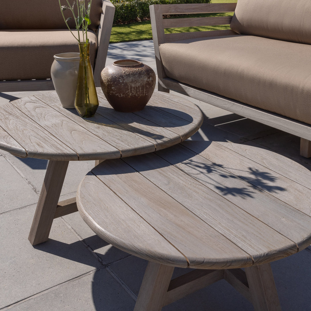 Romeo Weathered Teak Outdoor Coffee Side Table (Large)