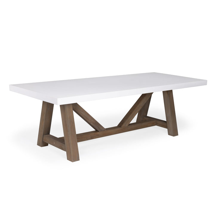 Polished Concrete Trestle Outdoor Dining Table 98" (White)