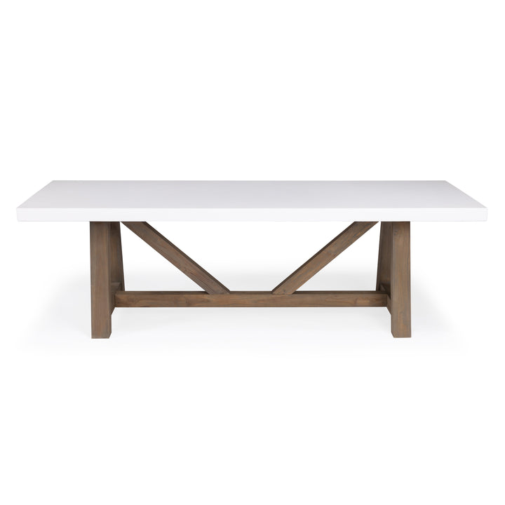Polished Concrete Trestle Outdoor Dining Table 98" (White)
