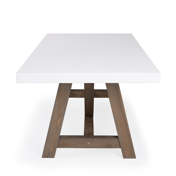 Polished Concrete Trestle Outdoor Dining Table 98" (White)