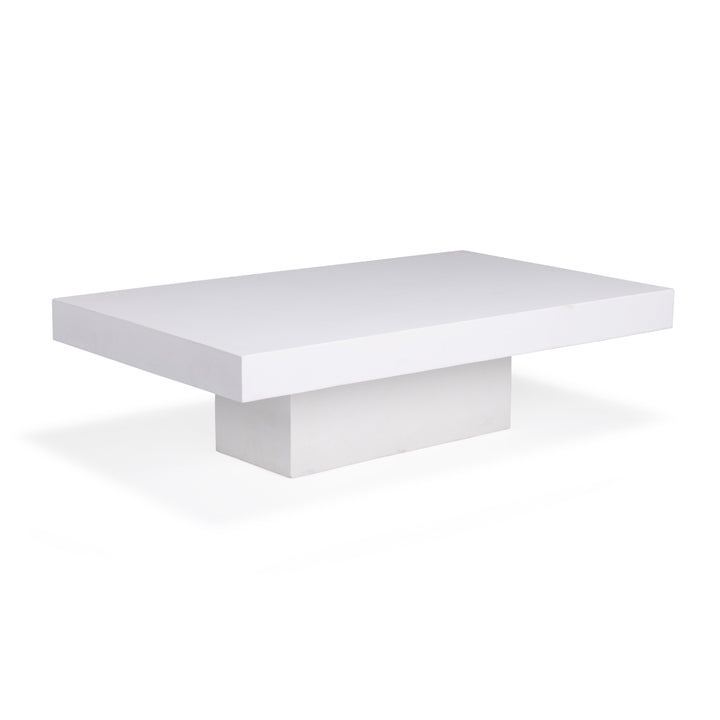 Polished Concrete Outdoor Rectangle Coffee Table (White)