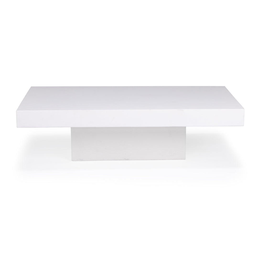 Polished Concrete Outdoor Rectangle Coffee Table (White)