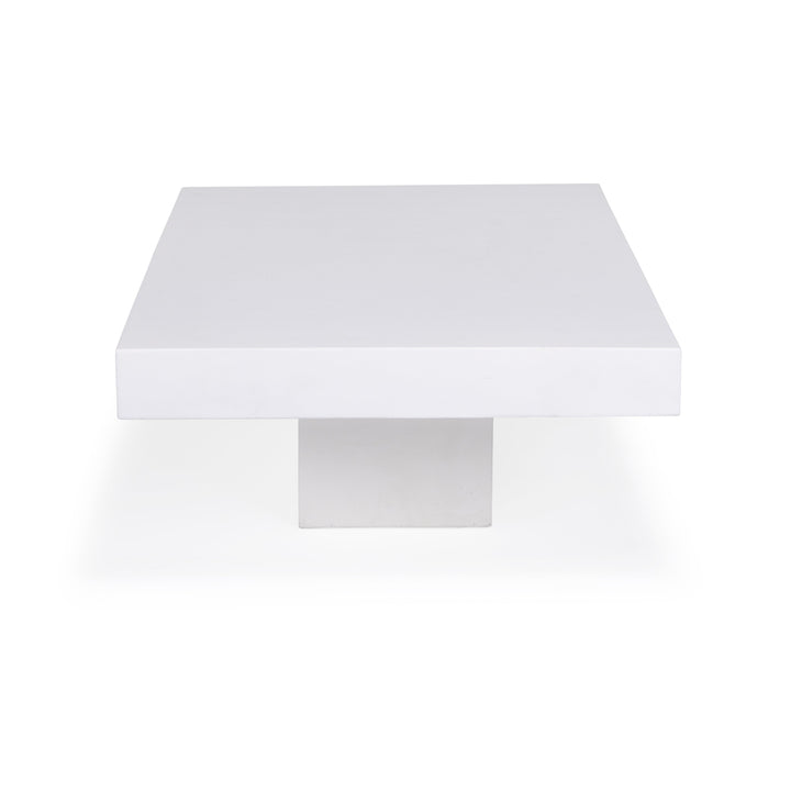 Polished Concrete Outdoor Rectangle Coffee Table (White)