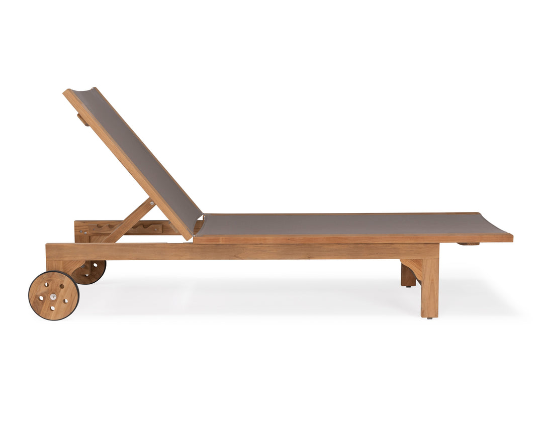 Santorini Teak and Mesh Sun Lounger (Taupe)