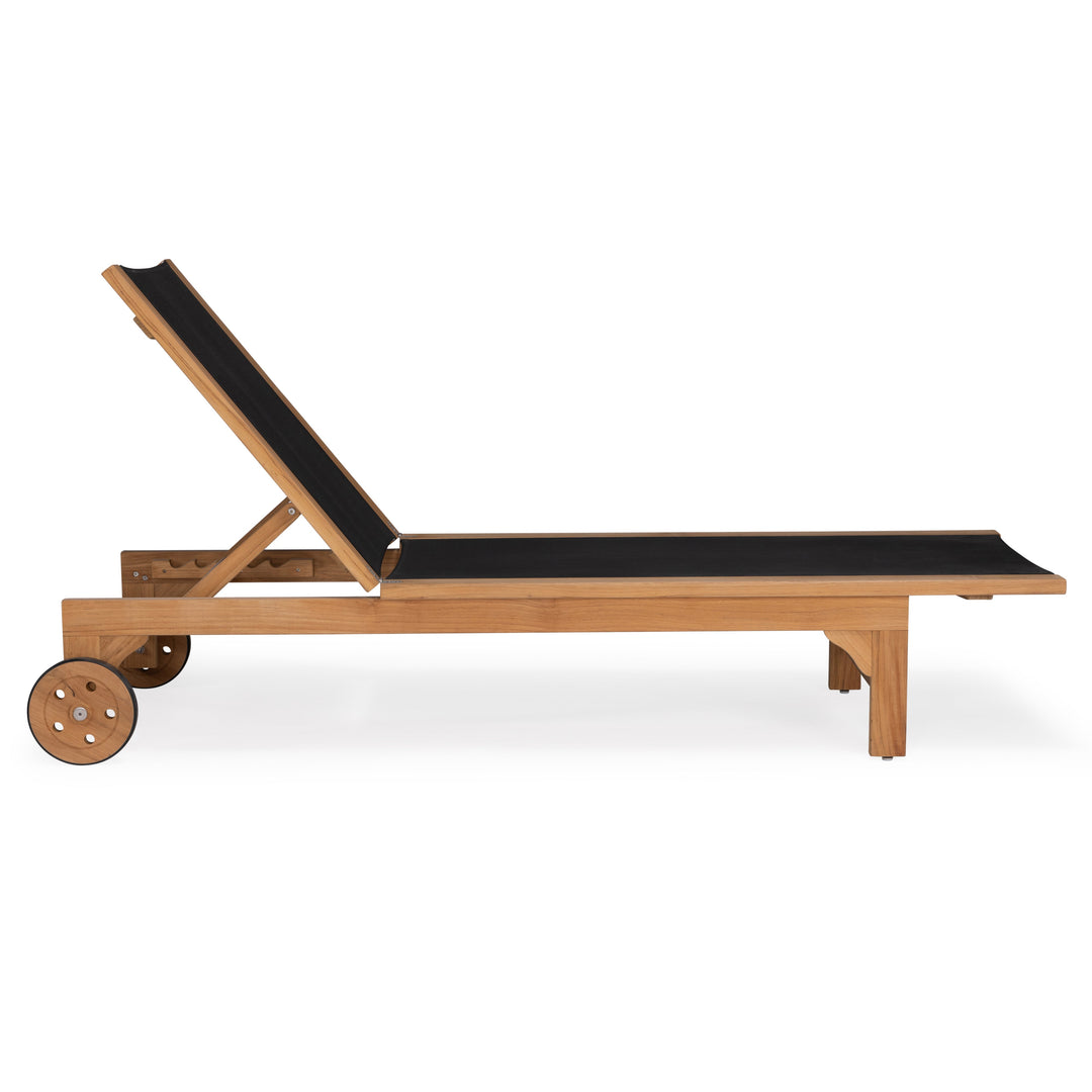 Santorini Teak and Mesh Sun Lounger (Black)