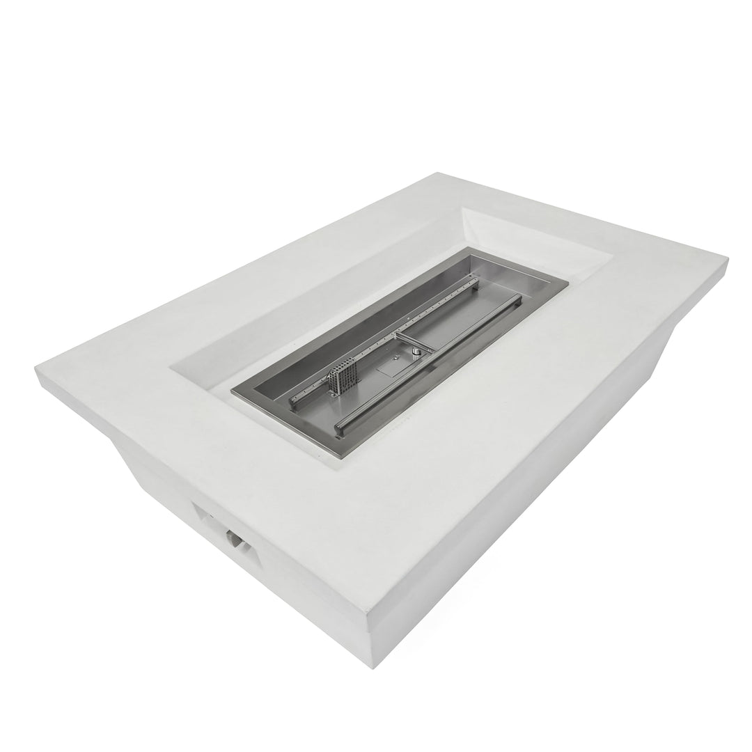 Polished Concrete Rectangle Fire Pit (White)