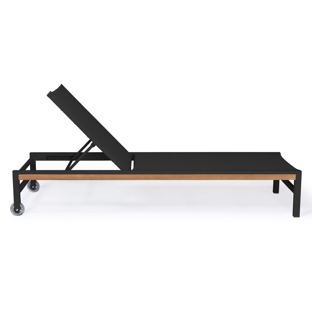 Beverly Hills Aluminum Outdoor Sun Lounger (Black)
