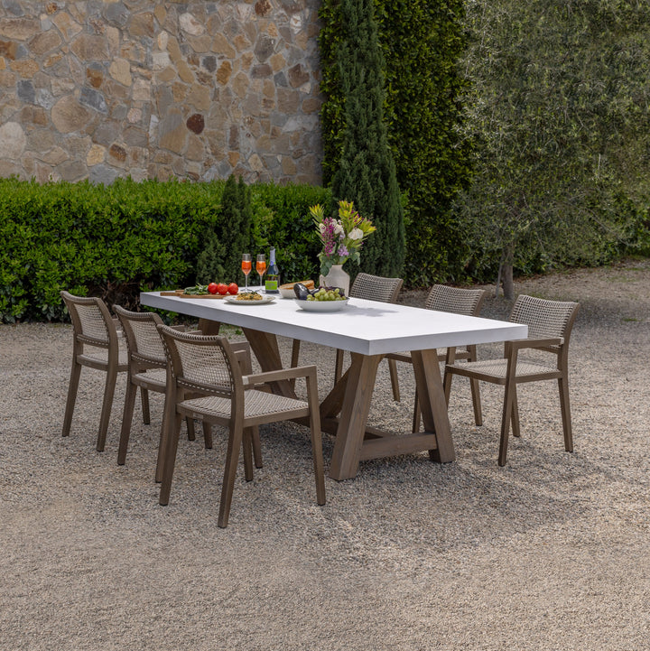 Polished Concrete Trestle Outdoor Dining Table 98" (White)