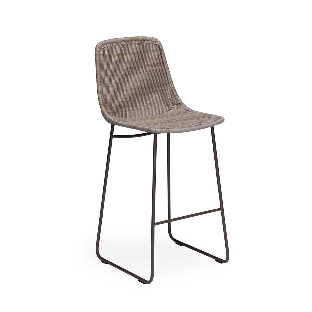 Georgia Wicker Outdoor Bar Chair (Stone)