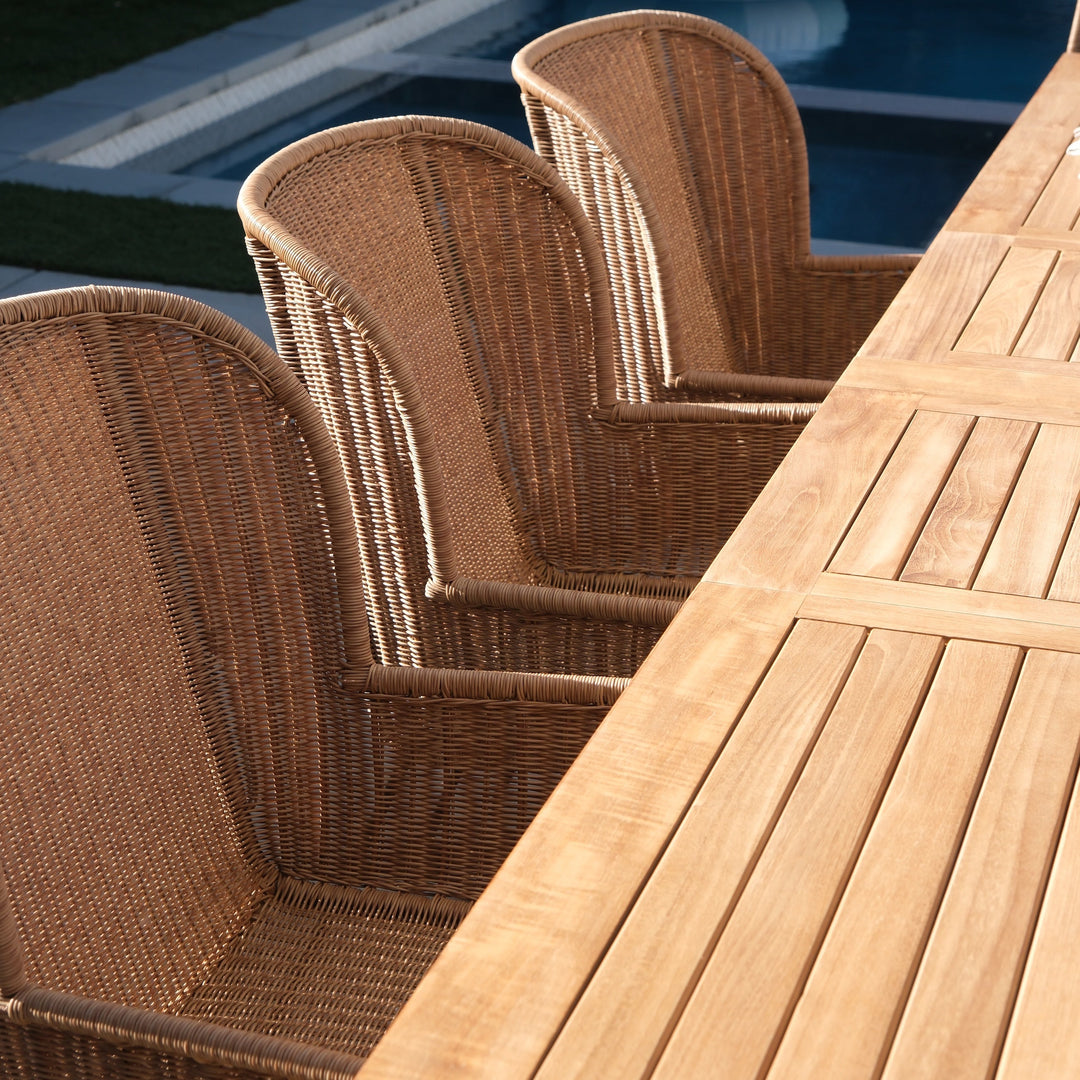 Georgia Wicker Outdoor Dining Arm Chair (Honey)