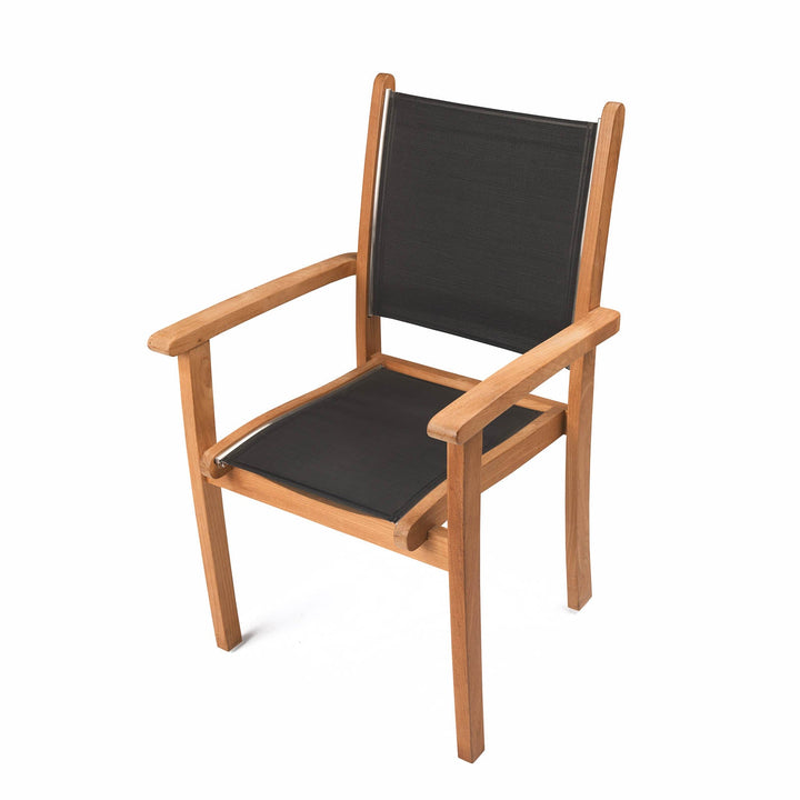 Santorini Teak Stacking Outdoor Dining Chair (Black)
