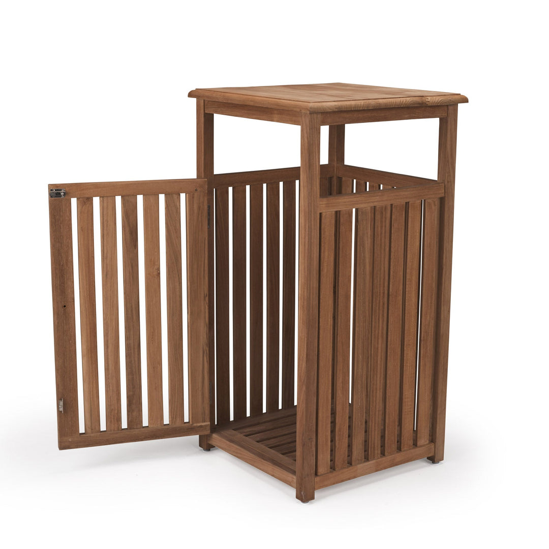 Teak Outdoor Trash Container