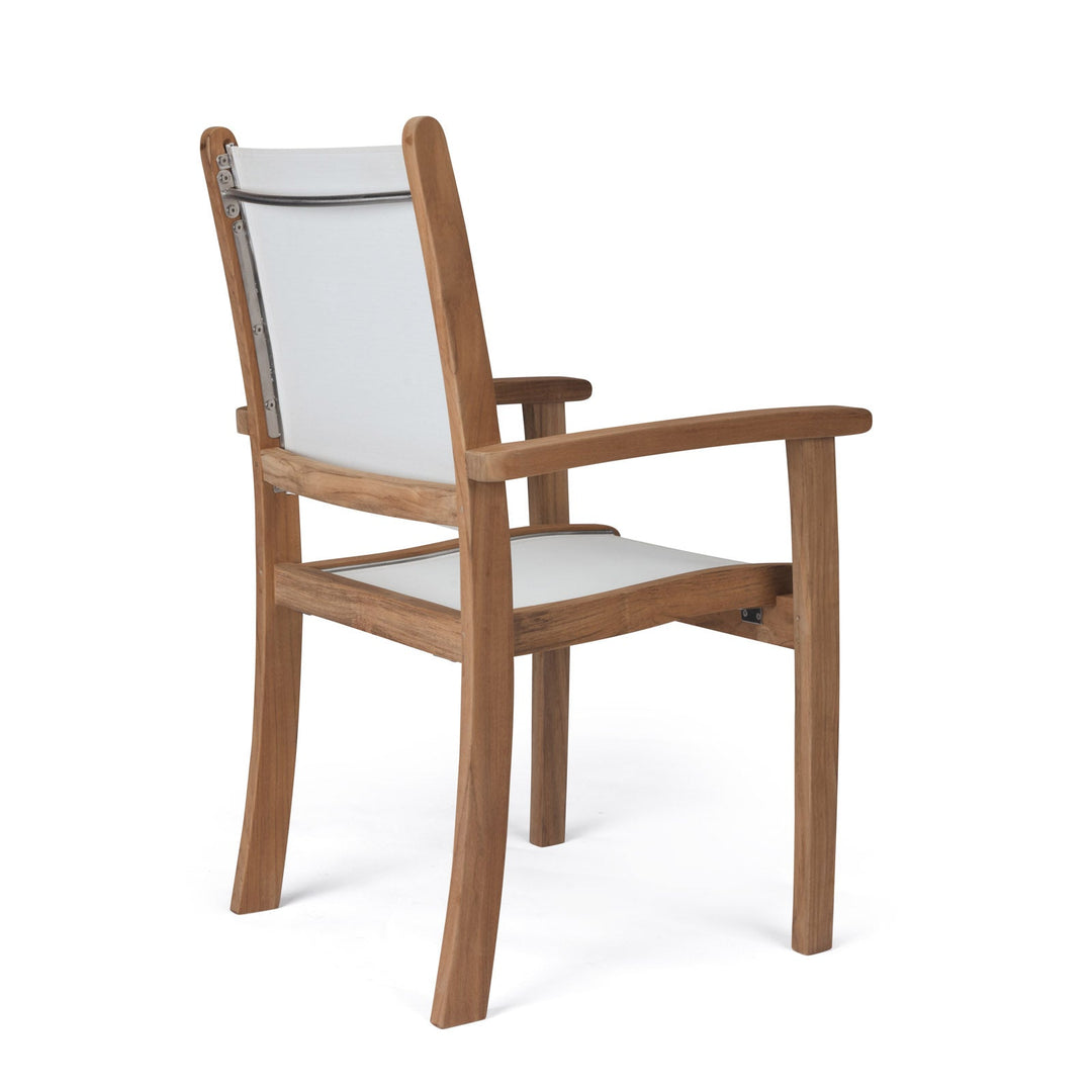Santorini Teak Stacking Outdoor Dining Chair (White)