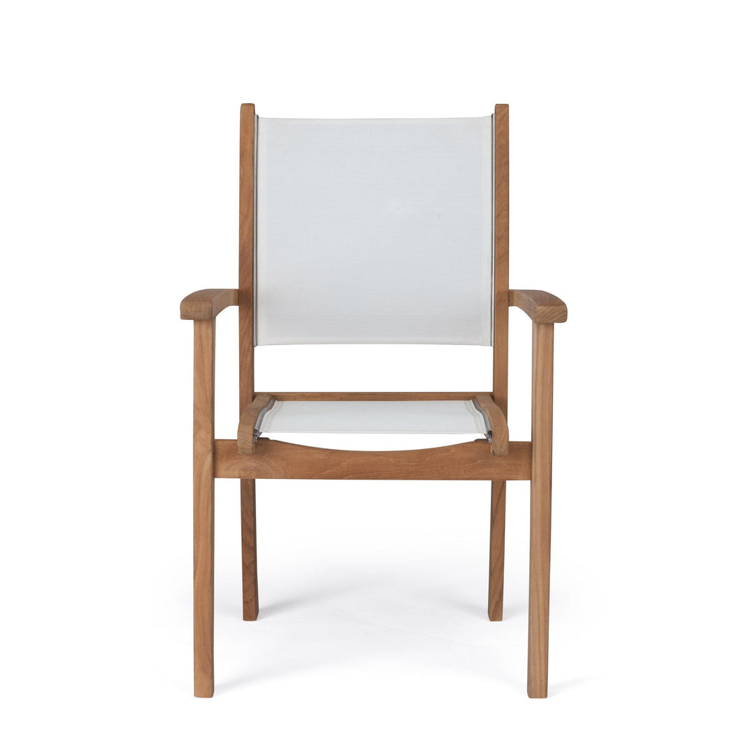 Santorini Teak Stacking Outdoor Dining Chair (White)