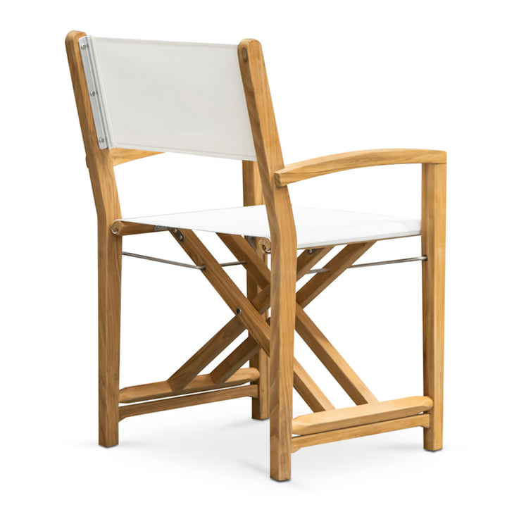 Santorini Teak Outdoor Folding Dining Chair (White)