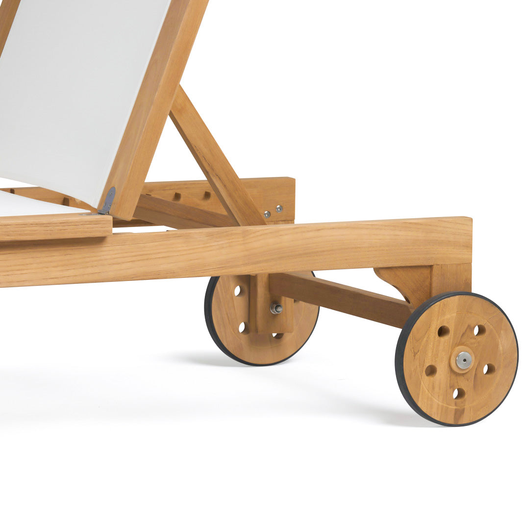 Santorini Teak and Mesh Sun Lounger (White)