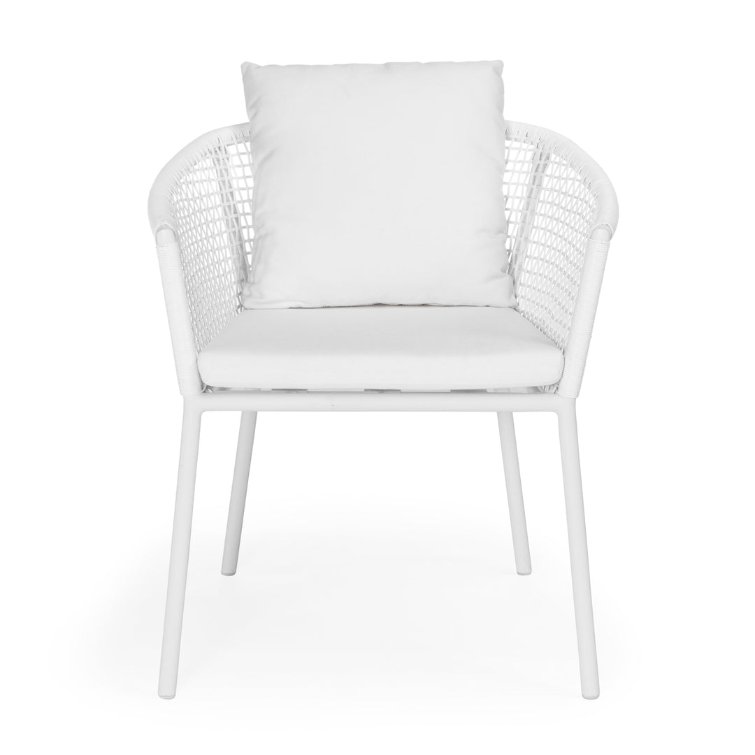 Beverly Hills Wicker Outdoor Dining Chair (White)