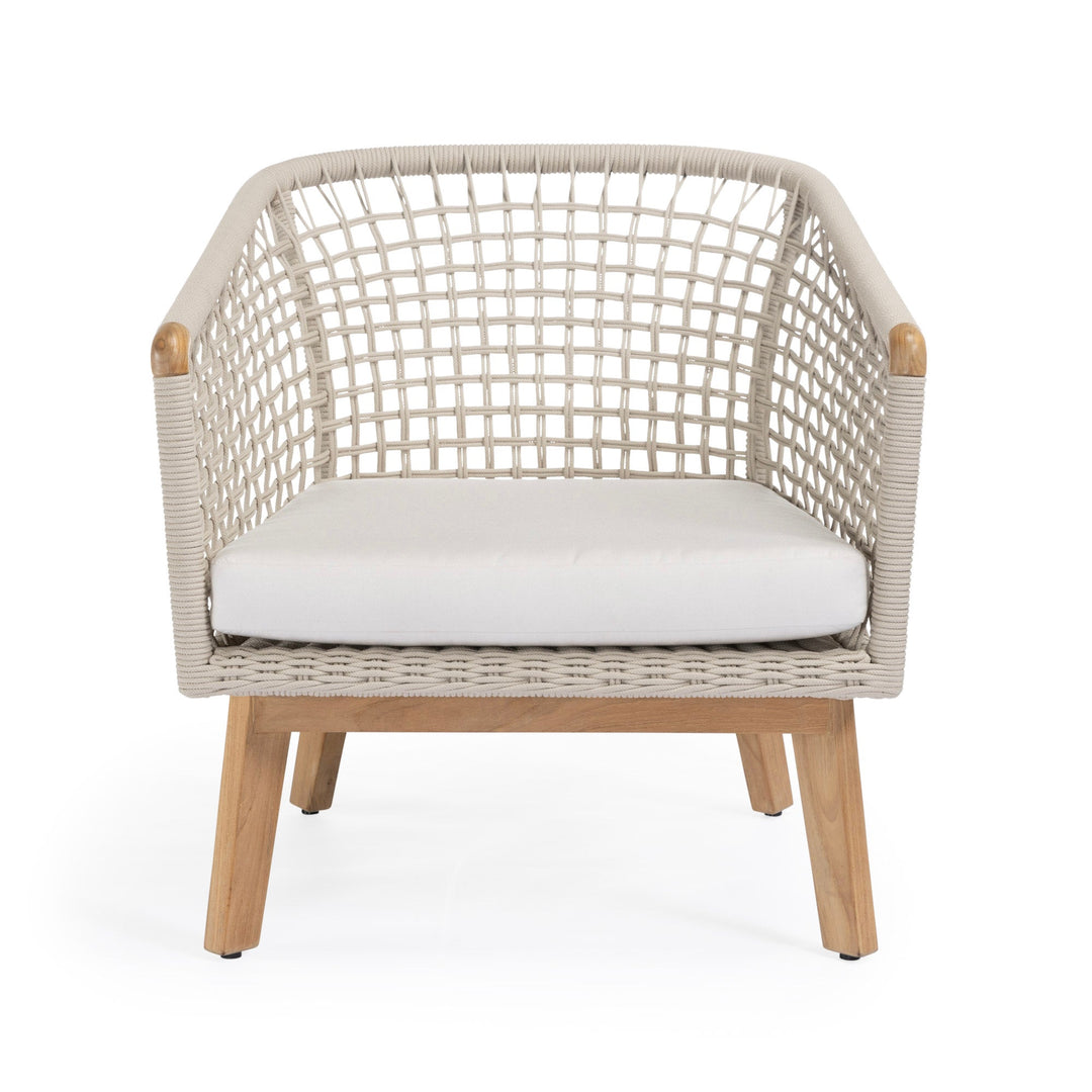 Ravoli Teak and Rope Outdoor Relaxing Chair (Cream)