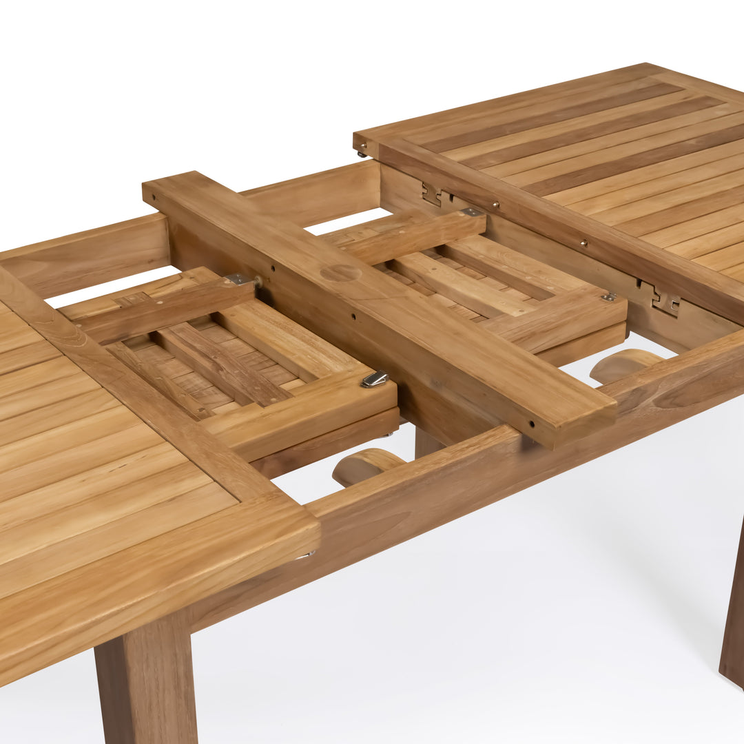 Capri Teak Outdoor Rectangle Double Extension Table 74-96-118"