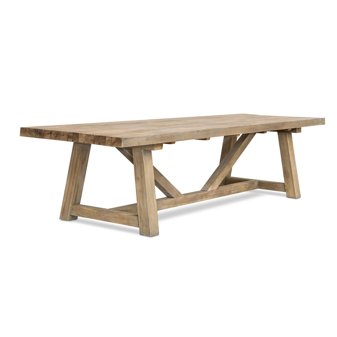 Trestle Reclaimed Teak Outdoor Dining Table 98"