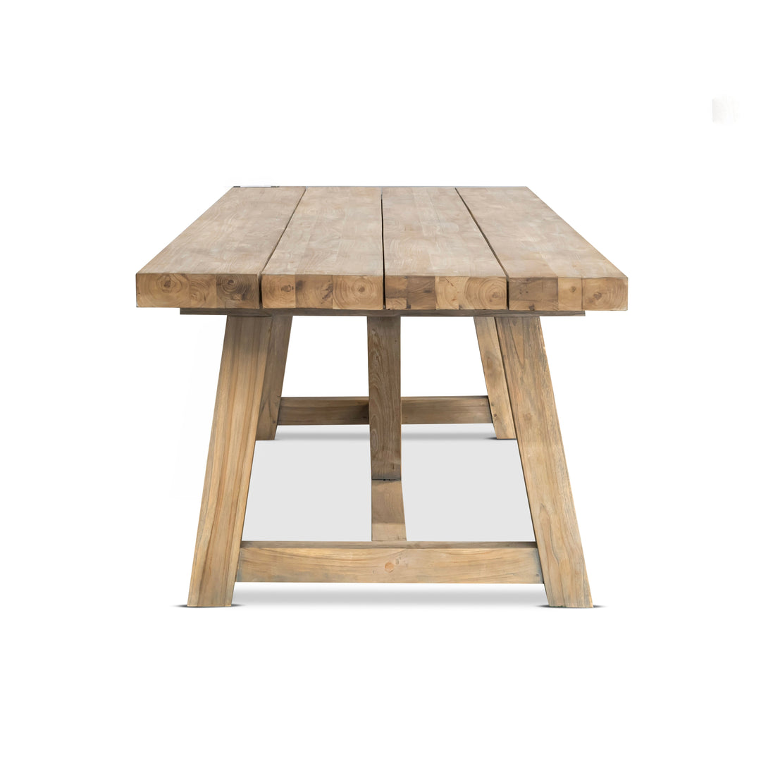 Trestle Reclaimed Teak Outdoor Dining Table 98"
