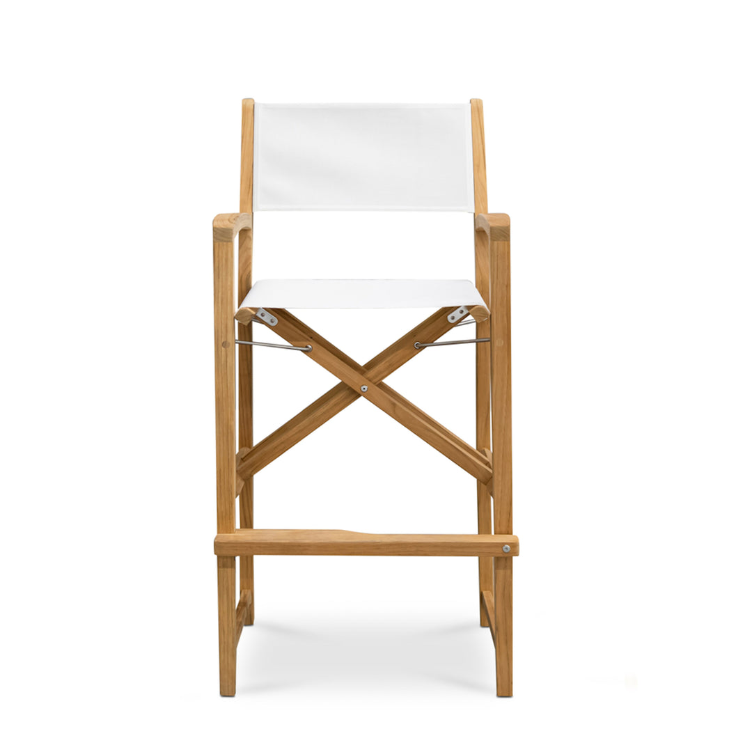 Santorini Teak Outdoor Folding Bar Chair (White)