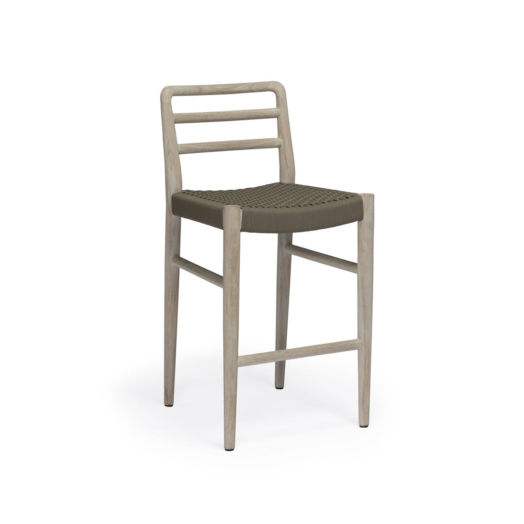 Troy Weathered Teak and Wicker Outdoor Counter Height Chair