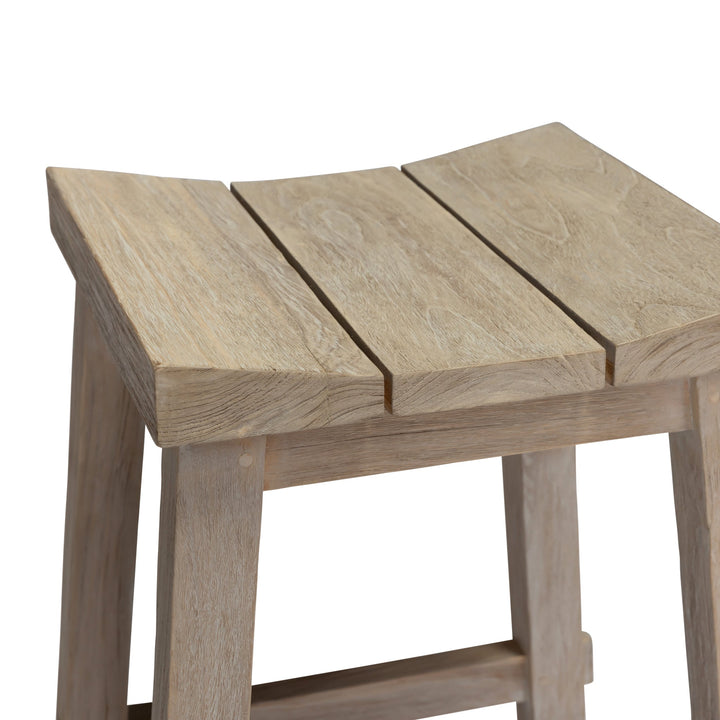Classic Weathered Teak Outdoor Backless Counter Height Stool
