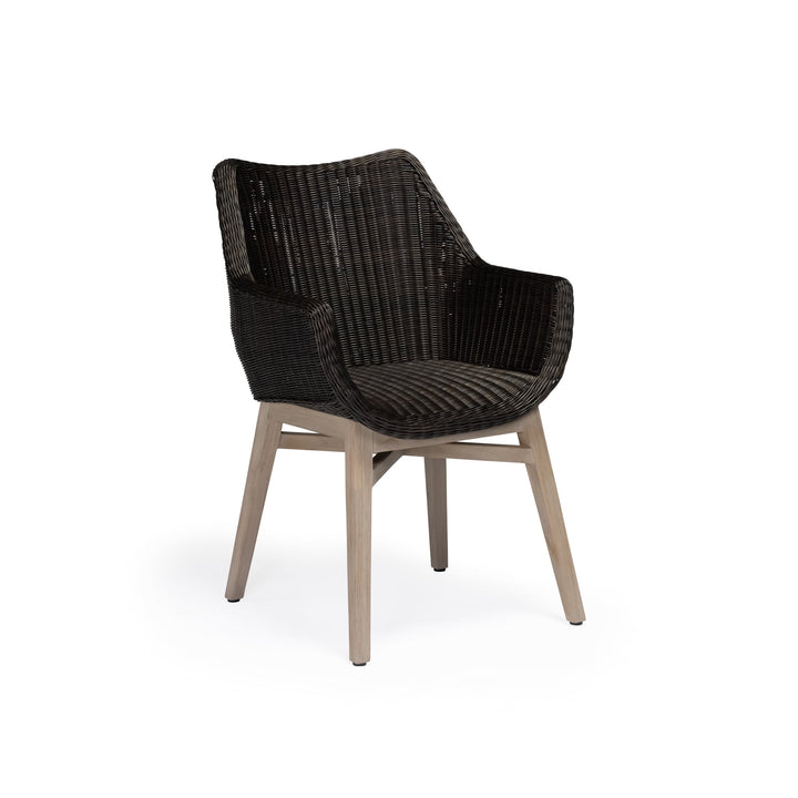 Napa Weathered Teak and Wicker Outdoor Dining Armchair