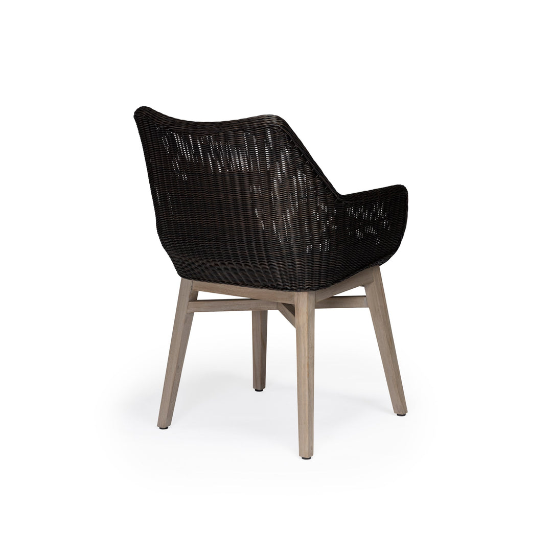 Napa Weathered Teak and Wicker Outdoor Dining Armchair