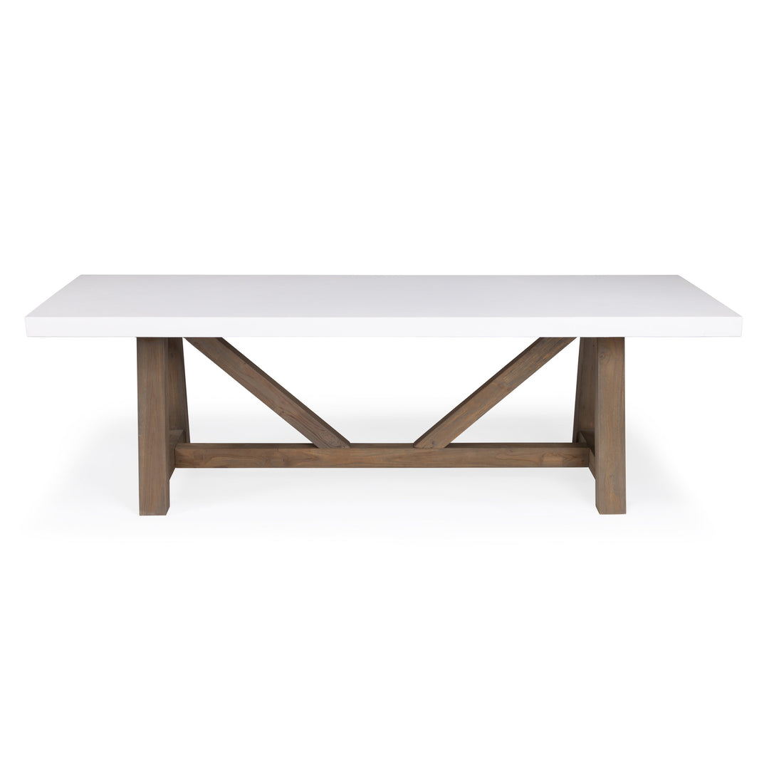 Polished Concrete Trestle Outdoor Dining Table 98" (White)