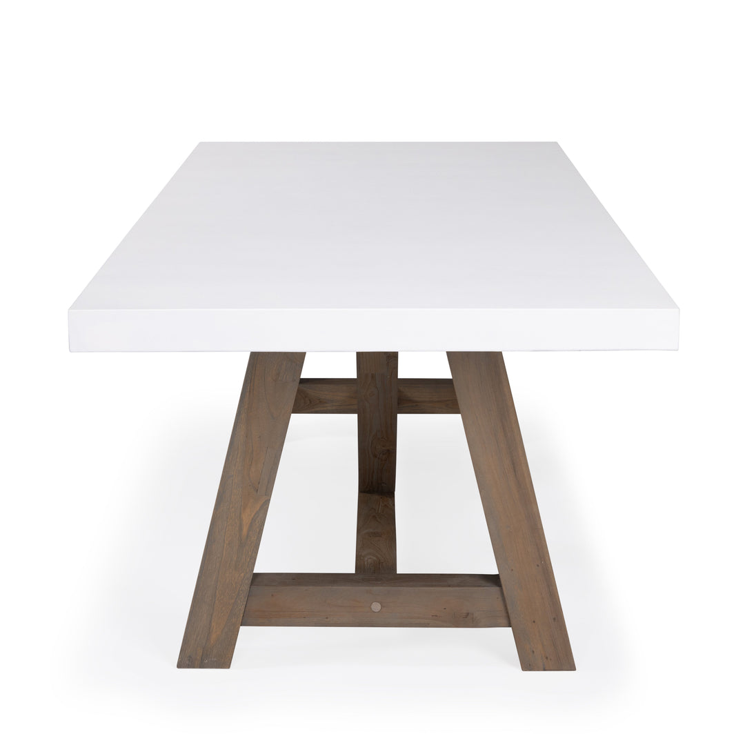 Polished Concrete Trestle Outdoor Dining Table 98" (White)