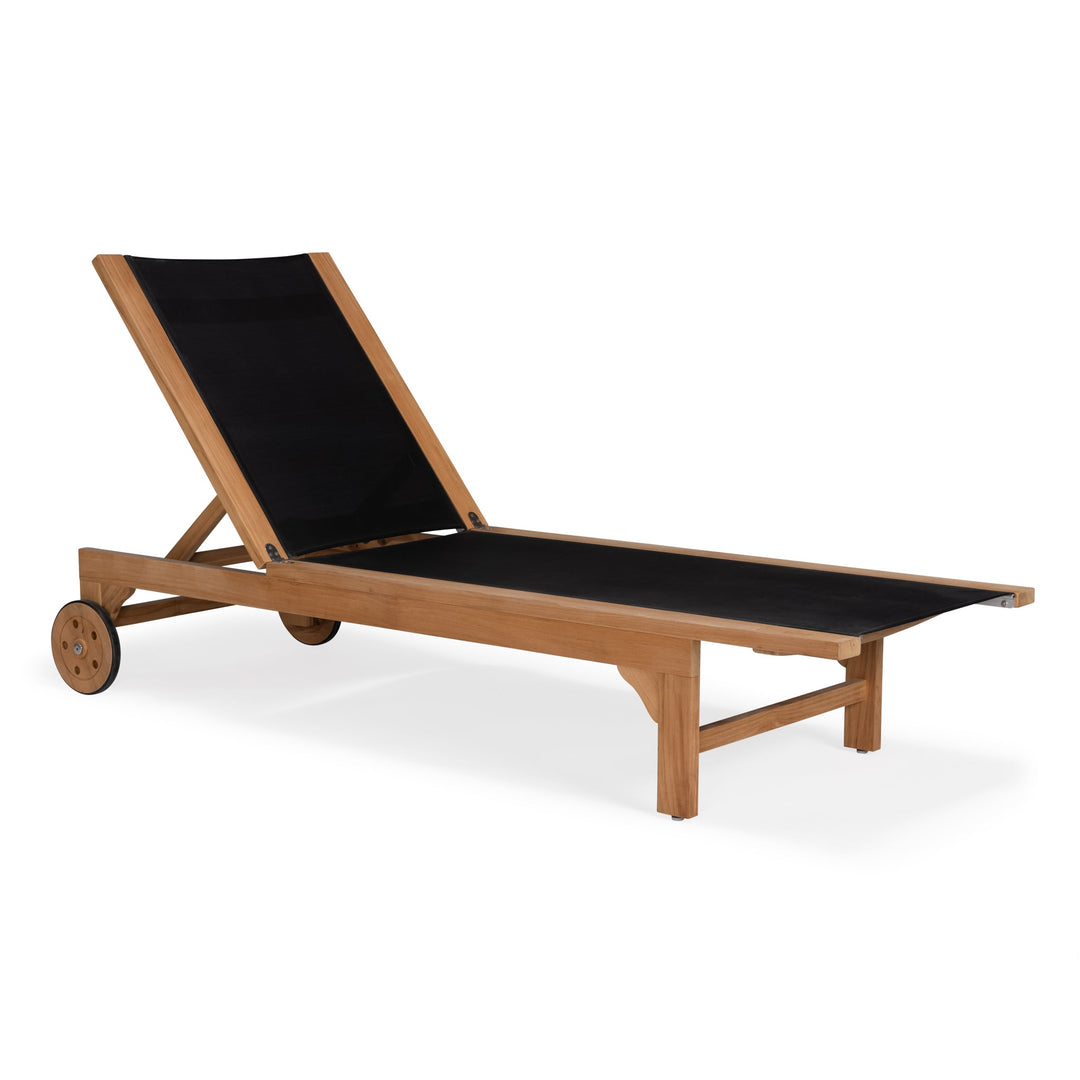 Santorini Teak and Mesh Sun Lounger (Black)