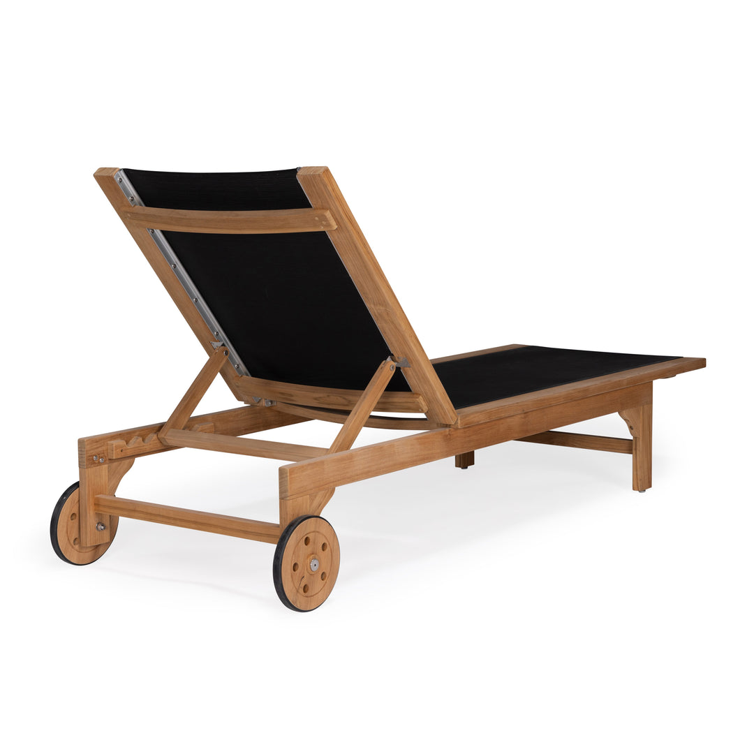 Santorini Teak and Mesh Sun Lounger (Black)